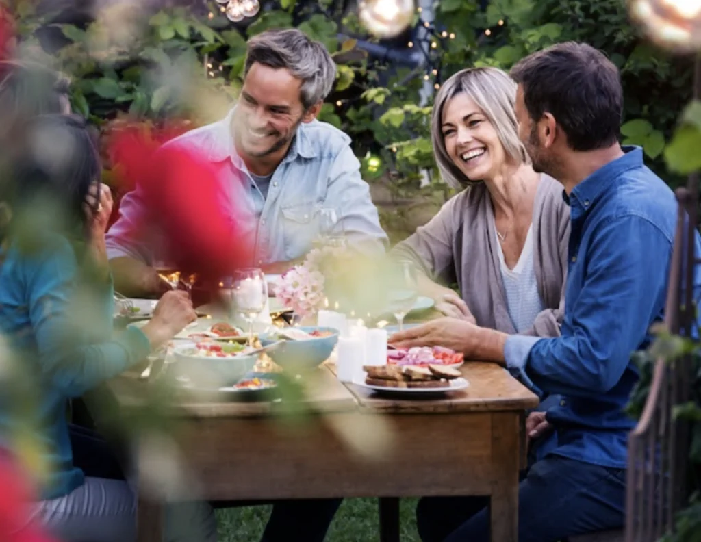 friends having lunch outside
